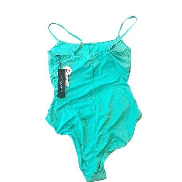 La Blanca Island Goddess Lingerie One Piece Swimsuit Seafoam Size 16 NWT - Picture 6 of 11